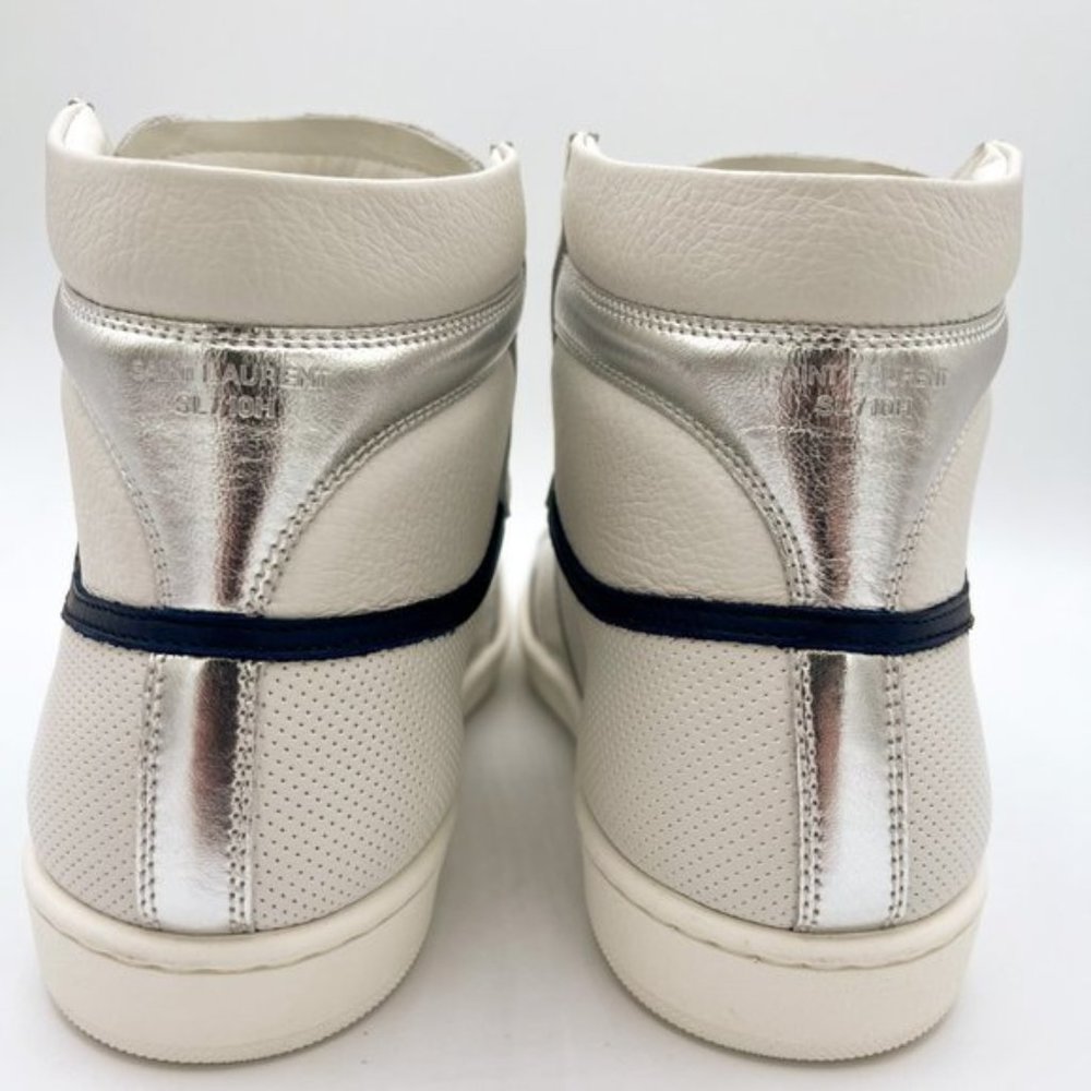 Saint Laurent Court Classic Leather High-Top Sneakers NWT - Picture 4 of 10